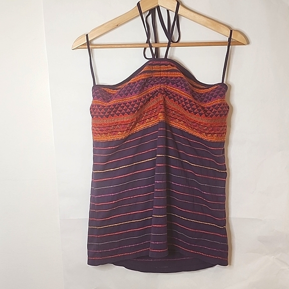 NWOT Denim & Supply Purple Embroidered Halter Top size L - Picture 1 of 4